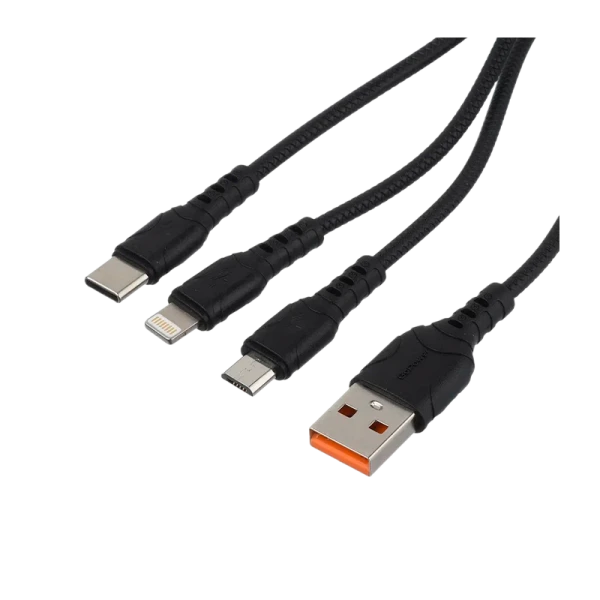 *Кабель GoPower GP05-3-1 USB (m)-2хType-C/Lightning/microUSB (m) черный (1/200/800) 