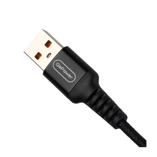 *Кабель GoPower GP02L USB (m)-Lightning (m) 1.0м 2.4A нейлон черный (1/200/800) 