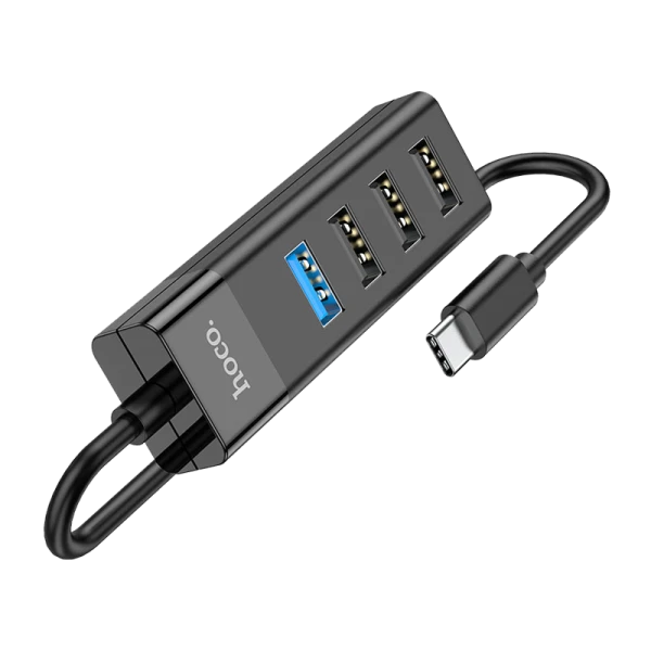 USB-Хаб HOCO HB25 4USB Type-C (m) USB3.0 0.3м черный (1/18/180)