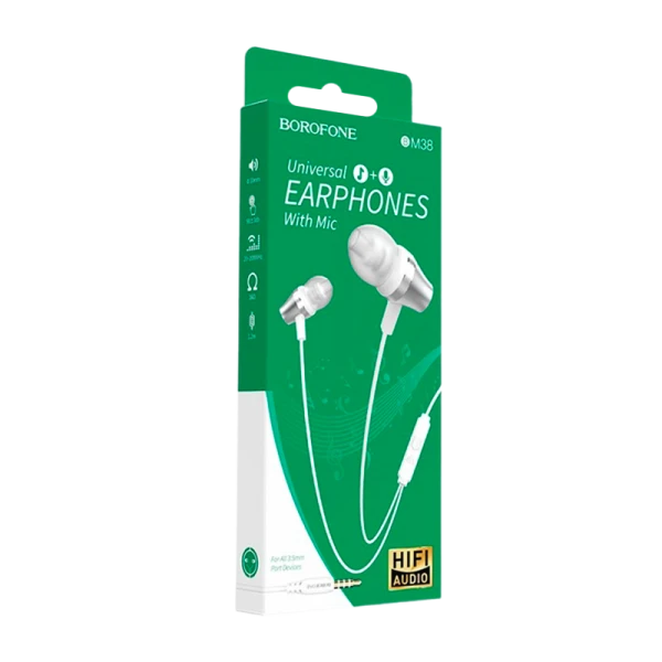 Наушники внутриканальные Borofone BM38 с микр. серебряный (1/76/304)