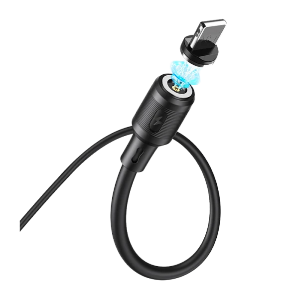 Кабель HOCO X52 USB (m)-Lightning (m) 1.0м 2.0A ПВХ магнит черный (1/31/310)