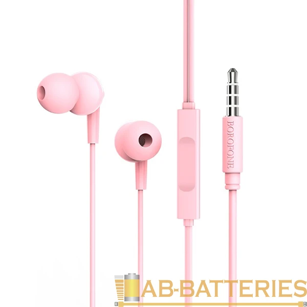 Наушники внутриканальные Borofone BM49 с микр. розовый (1/76/304)