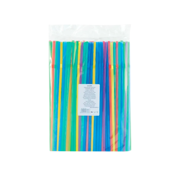 Трубочка, 5 х 240 мм, с изгибом, цветная, 250 шт/уп, AVIORA (1/46)