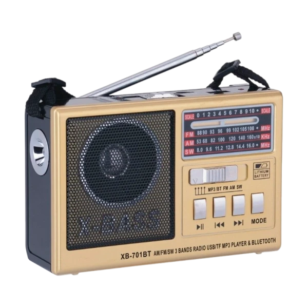 Радиоприемник Waxiba XB-701ВТ пластик microSD USB/Jack3.5 золотой (1/40)
