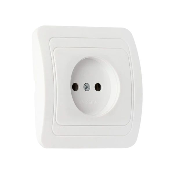 Розетка Smartbuy 1-местная без заземления 10А белая, керамика "Марс"