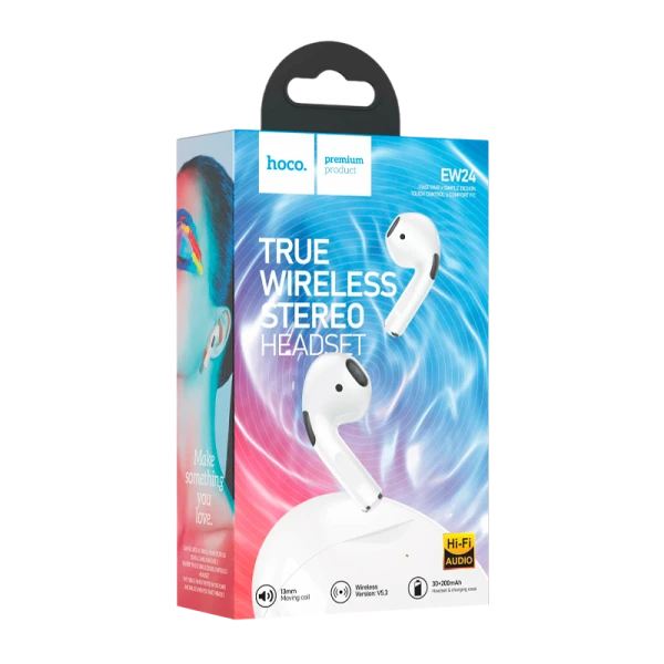 Наушники вставные HOCO EW24 bluetooth 5.3 с микр. белый (1/126)