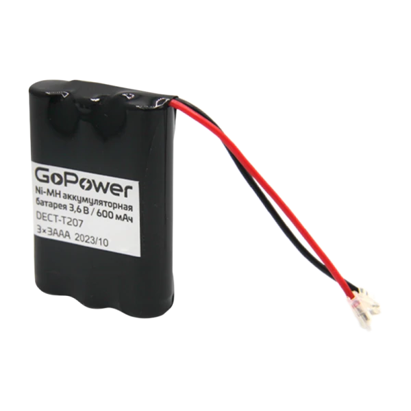 Аккумулятор для радиотелефонов GoPower T207 PC1 NI-MH 600mAh (1/15/300)
