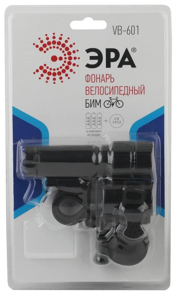 Фонарь велосипедный ЭРА VB-601 Бим 3W 6LED от батареек черный (1/12/72)