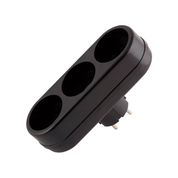 Разветвитель Toker 3L 3р.Б/З в индивидуальной упаковке черный (1/40)