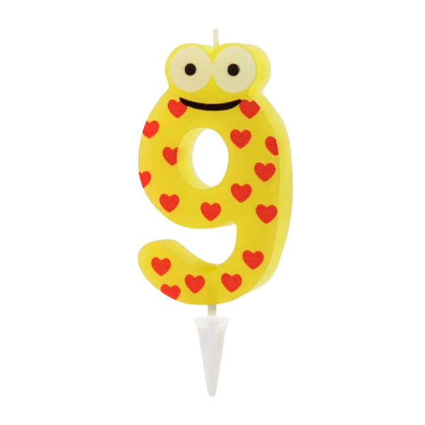 Свеча детская для торта, цифра 9, 1 шт. в упаковке, PATERRA (1/24)