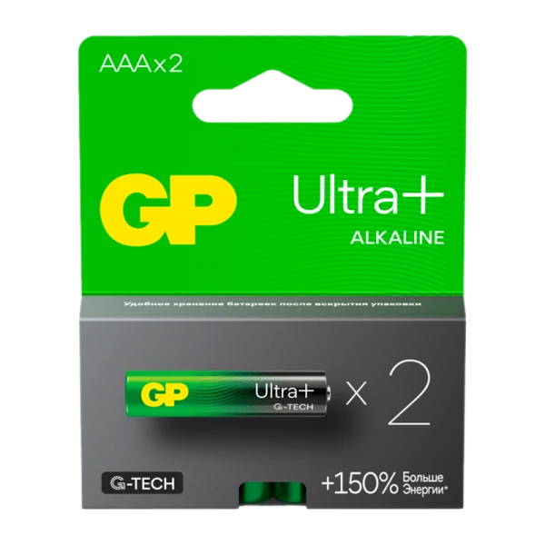 Батарейка GP ULTRA PLUS G-tech LR03 AAA BL2 Alkaline 1.5V (2/20/160)