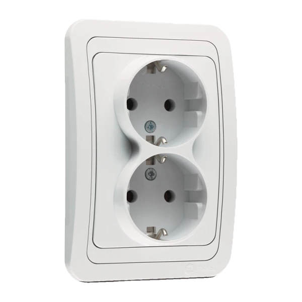 Розетка Makel Mimoza 2гн. 16A С/З белый 12082