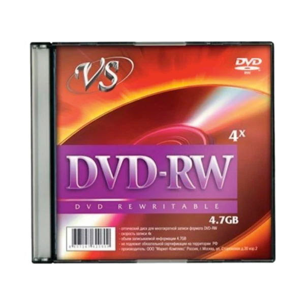 Диск DVD-RW VS 4.7GB 4x 1шт. SlimCase (1/200)