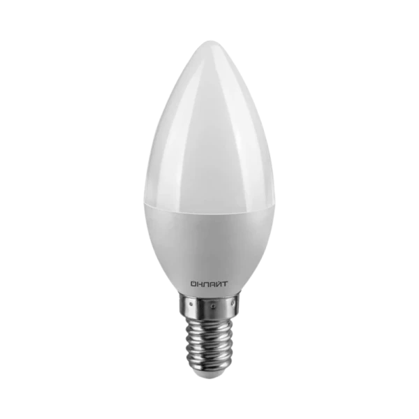 Лампа светодиодная ОНЛАЙТ Свеча 8W Е14 OLL-C37-8-230-2.7K-E14-FR теплый свет