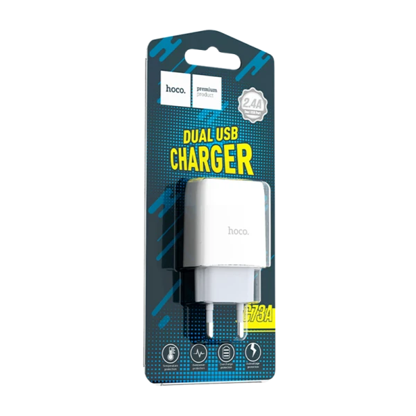 Сетевое З/У HOCO C73A 2USB 2.1A белый (1/36/216)