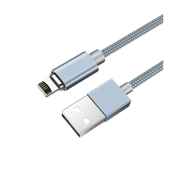 Кабель HOCO U40A USB (m)-Lightning (m) 1.0м 2.0A нейлон магнит серый (1/28/168)