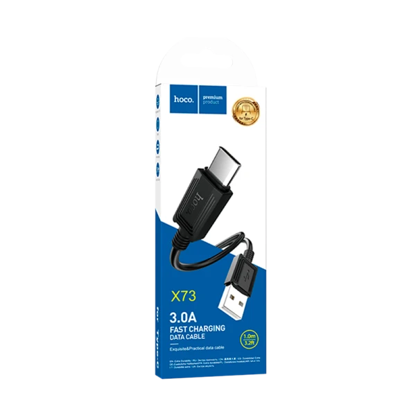 Кабель HOCO X73 Type-C (m)-Type-C (m) 1.0м 3.0A 60W ПВХ черный (1/31/310)