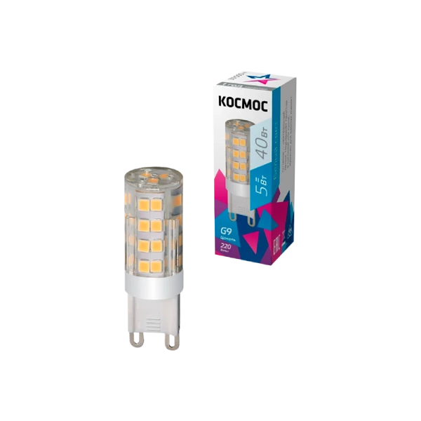 *Лампа светодиодная Космос G9 5W 4500К 220V капсула прозрачная (1/100/1000) 