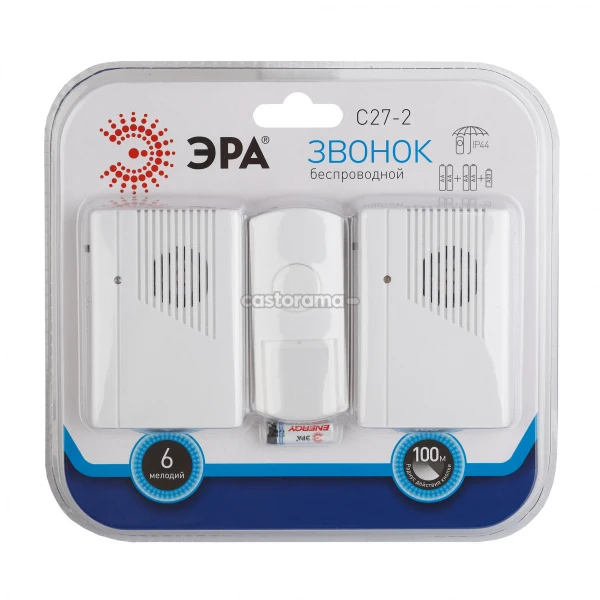 Беспроводной звонок ЭРА C27-2 белый (1/10/60)