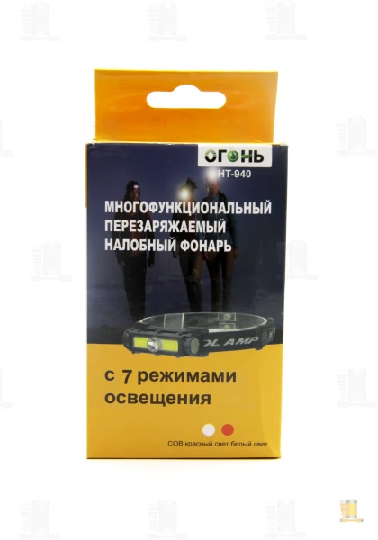 Фонарь налобный Без бренда HT-940 от аккумулятора 7 режимов черный