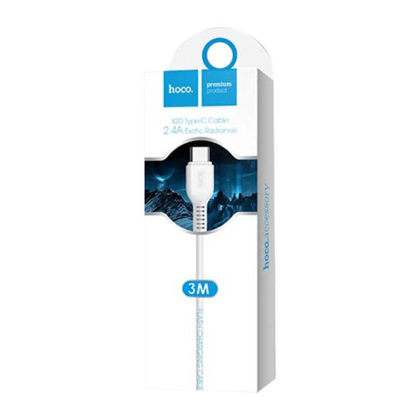 Кабель HOCO X20 USB (m)-Type-C (m) 3.0м 2.0A ПВХ белый (1/30/300)