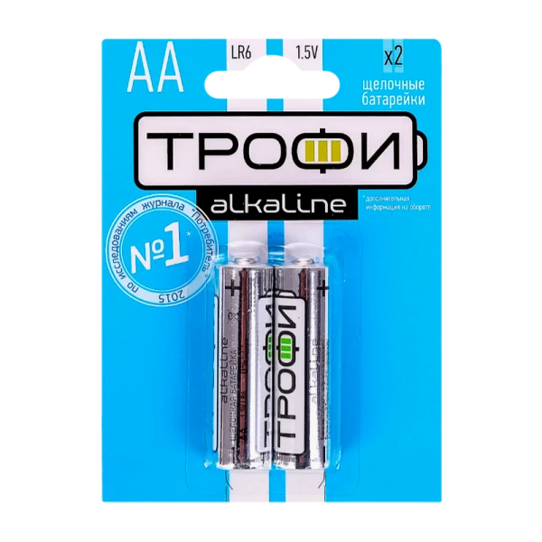 Батарейка Трофи LR6 AA BL2 Alkaline 1.5V (2/40/320/15360)