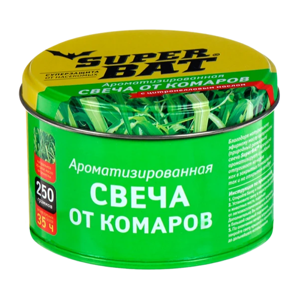 Ароматизированная свеча SuperBAT в банке 1шт. от комаров (1/24)