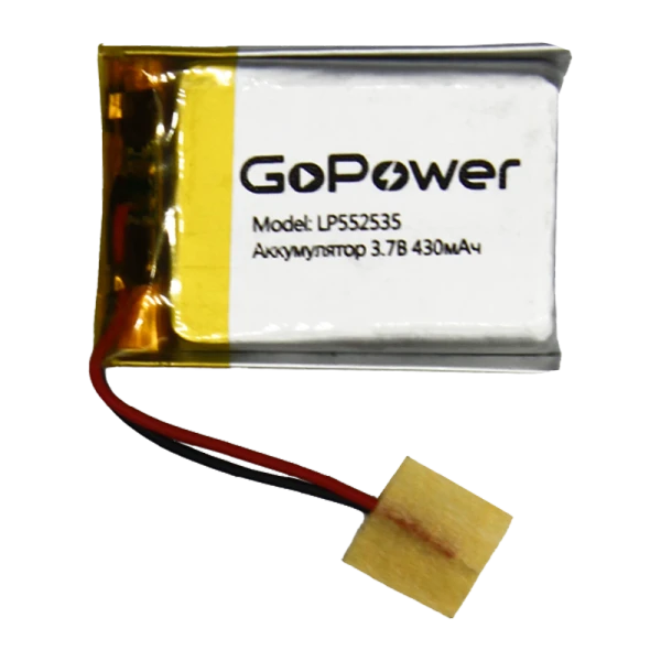 Аккумулятор Li-Pol GoPower LP552535 PK1 3.7V 430mAh с защитой (1/10/250)
