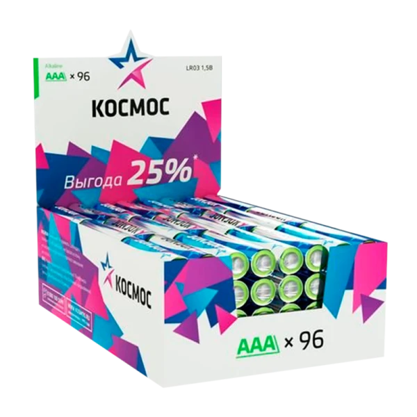 *Батарейка Космос LR03 AAA Shrink 4 Alkaline 1.5V (96/384) 