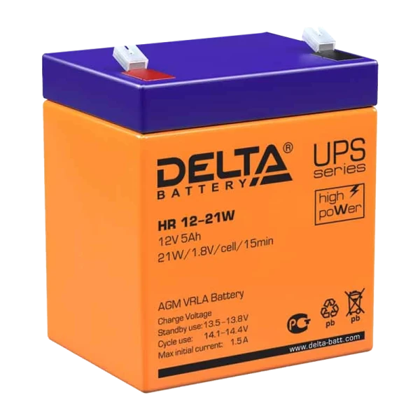 Аккумулятор свинцово-кислотный Delta HR 12-21W 12V 5Ah