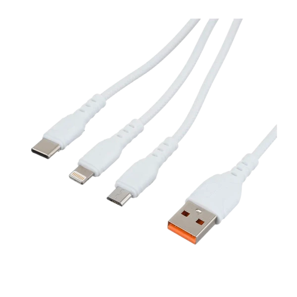 *Кабель GoPower GP05-3-1 USB (m)-2хType-C/Lightning/microUSB (m) белый (1/200/800) 