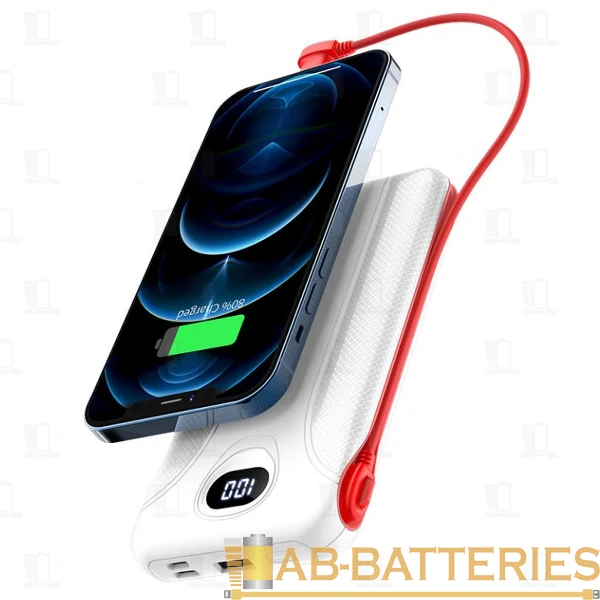 Внешний аккумулятор HOCO J71 10000mAh 2.0A 1USB/Type-C с кабелем Type-C белый (1/36)