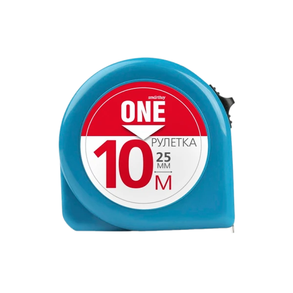 Рулетка измерительная Smartbuy ONE Tools 10м*25мм пластик фиксатор голубой (1/48)