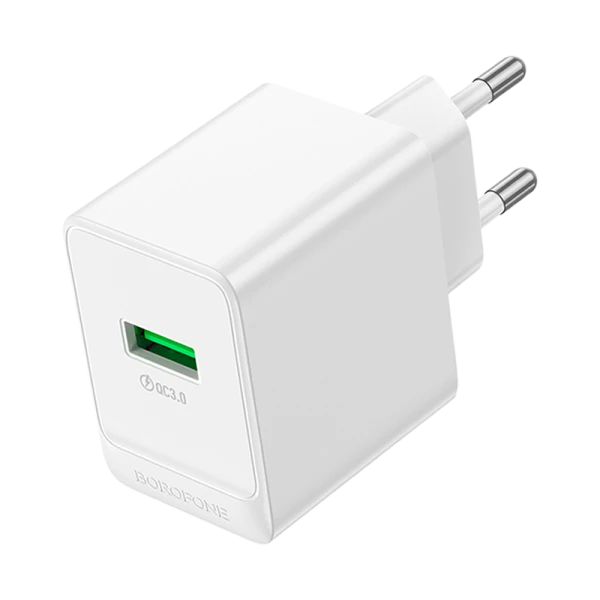 Сетевое З/У Borofone BAS12A 1USB 3.0A 18W QC3.0 белый (1/76/304)
