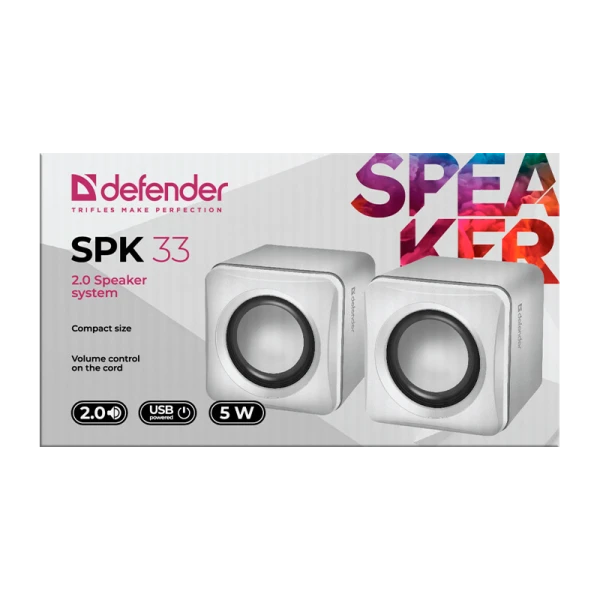 Колонки 2.0 Defender SPK 33 5W Jack 3.5mm белый (1/50)