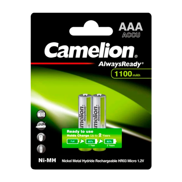 Аккумулятор бытовой Camelion HR03 AAA BL2 NI-MH Always Ready 1100mAh (2/24/480)