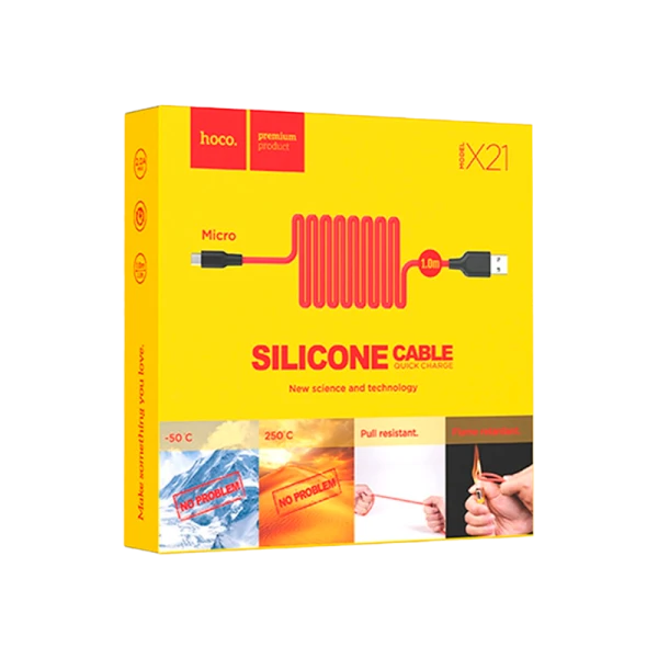 Кабель HOCO X21 USB (m)-Type-C (m) 1.0м 2.0A силикон красный черный (1/29/174)