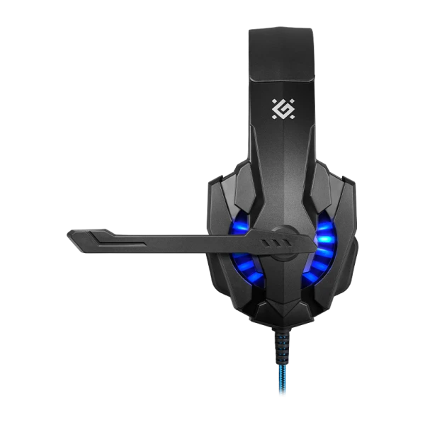 Наушники полноразмерные Defender G-390 Warhead с микр. игровые LED черный синий (1/20)