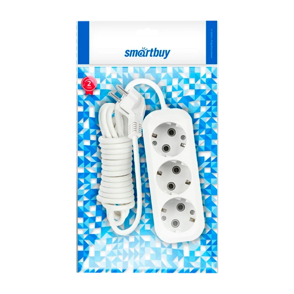 Удлинитель Smartbuy 3р.С/З 16A 2.0м ПВС 3x1мм² белый (1/40)