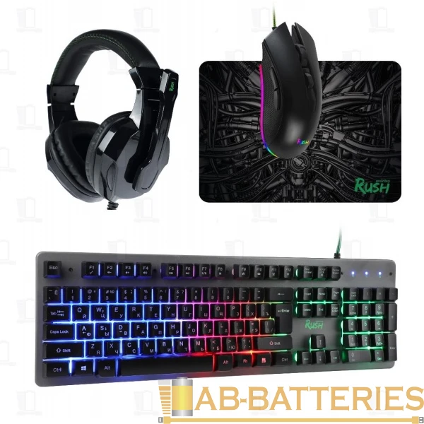 Набор клавиатура+мышь+коврик+наушники проводной Smartbuy RUSH Kraken игровой (1/4)
