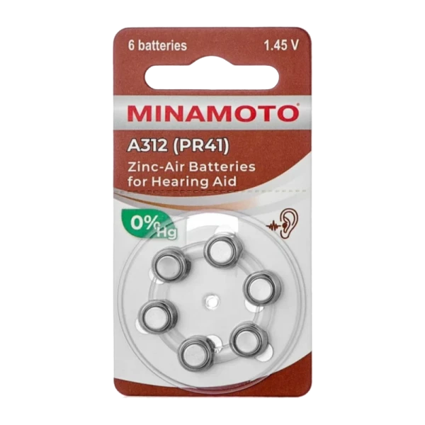 Батарейка Minamoto ZA312 BL6 Zinc Air 1.45V (6/60/600)