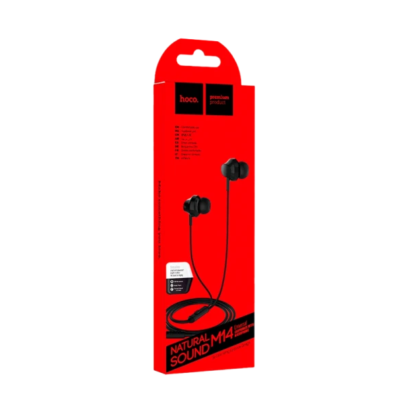 Наушники внутриканальные HOCO M14 с микр. черный (1/30/300)
