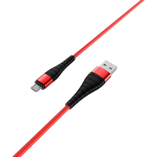 Кабель Borofone BX32 USB (m)-microUSB (m) 1.0м 2.4A нейлон красный (1/360)