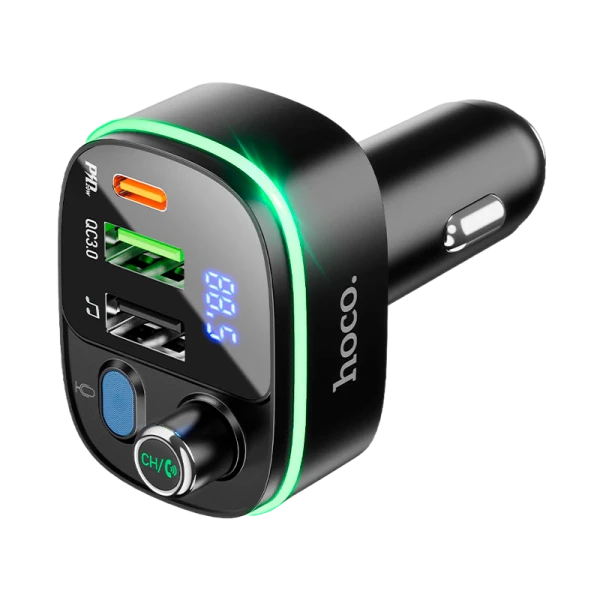 FM-трансмиттер HOCO E62 2USB+Type-C microSD bluetooth 5.0 черный (1/120)