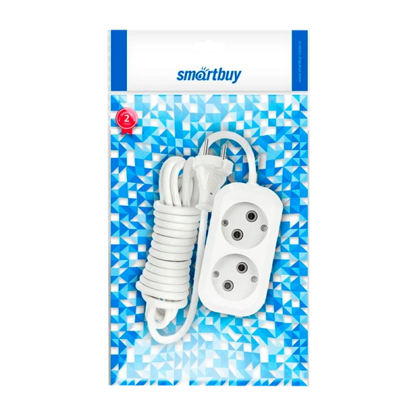 Удлинитель Smartbuy 2р.Б/З 10A 3.0м белый (1/50)