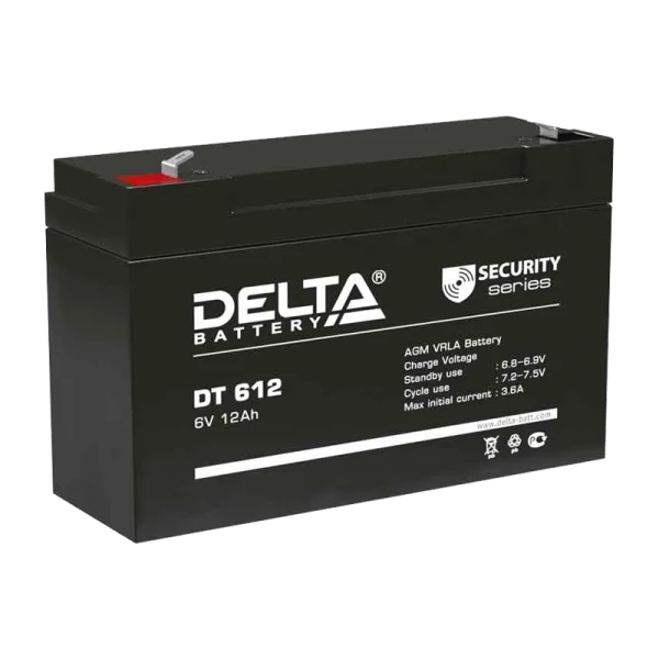 Аккумулятор свинцово-кислотный Delta DT 612 6V 12Ah (1/10)