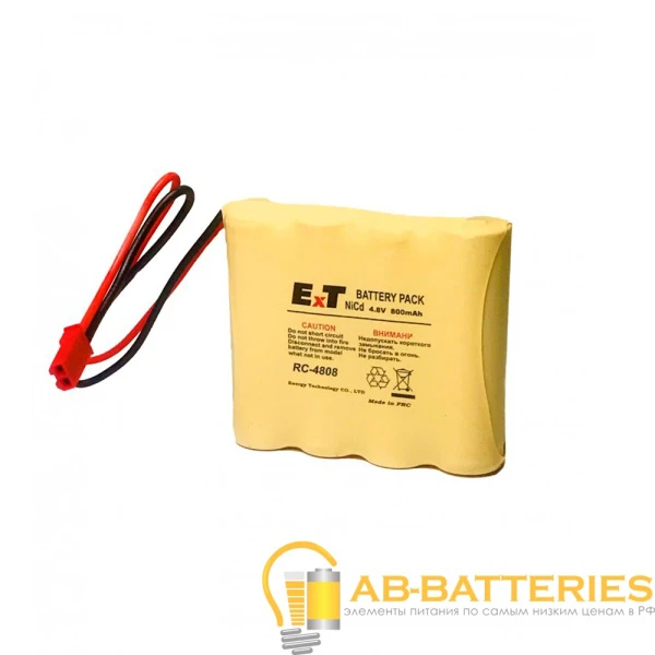 Аккумулятор ET RC-4808J BL1 JST красный, 4.8V, 800mAh, Ni-Cd (1/100)