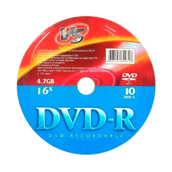 Диск DVD-R VS 4.7GB 16x Shrink 10 (10/200)