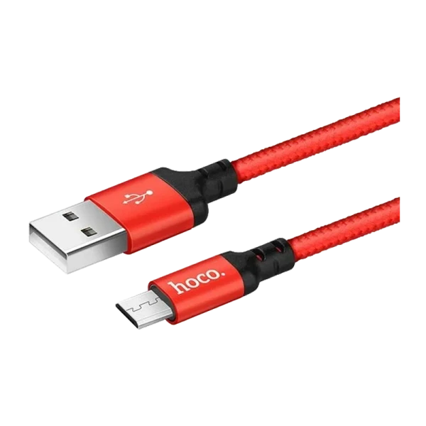 Кабель HOCO X14 USB (m)-microUSB (m) 1.0м 2.0A нейлон красный черный (1/33/330)