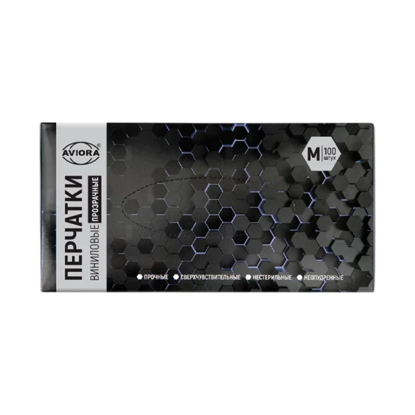 Перчатки Aviora M винил неопудренные 100шт. (1/10)